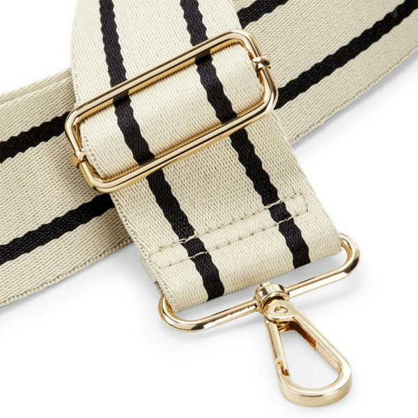 Bagbase Boutique Striped Adjustable Bag Strap - Oyster/Black