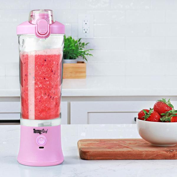 Total Chef 600ml Personal Blender Lilac USB Rechargeable Mini Smoothie Maker for Travel & Gym