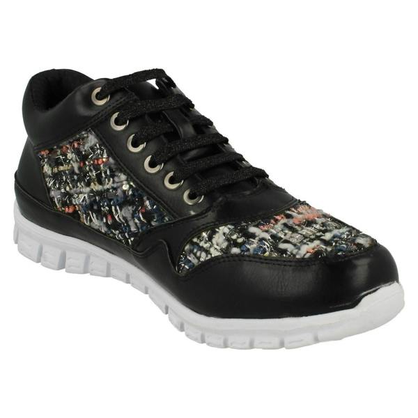 Ladies Waves Casual Lace Up Textile Trainers - F80101