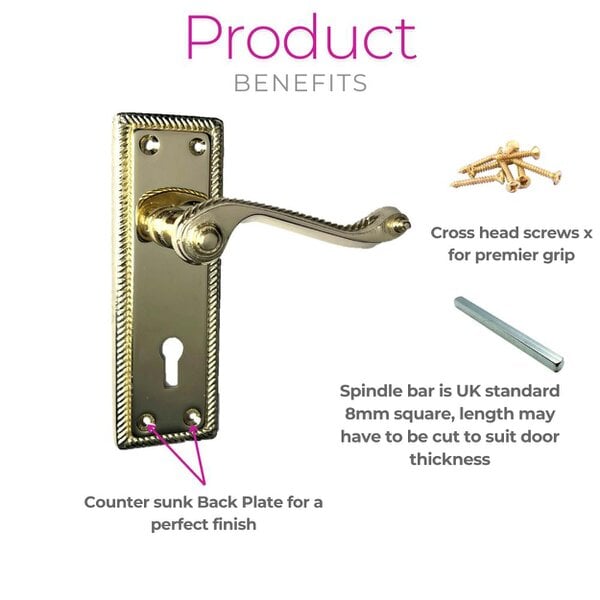 EDH Door Hardware Georgian Style Scroll Brass Finish Door Handles – Internal Door Handles