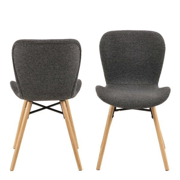 Furniture To Go Batilda Dining Chairs with Grey Fabric and Oak Set of 2