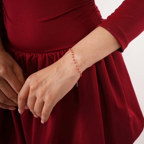Spero London Sterling Silver Red Beaded Station Bracelet