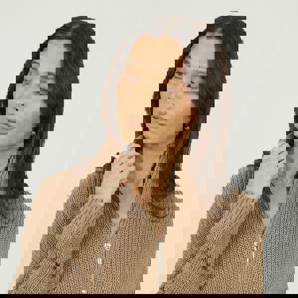 Brave Soul Beige Half Zip Funnel Neck Fisherman Knit Jumper - Beige Image 4