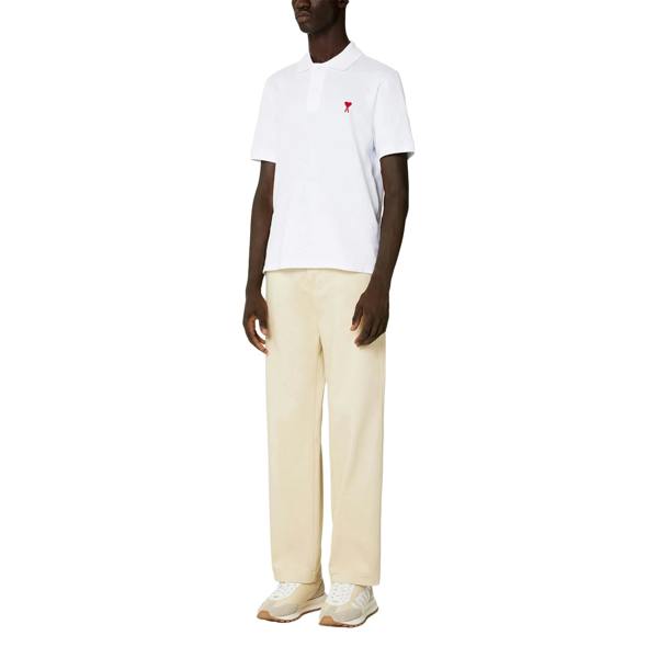 AMI Paris Ami De Coeur Polo Shirt   in  White