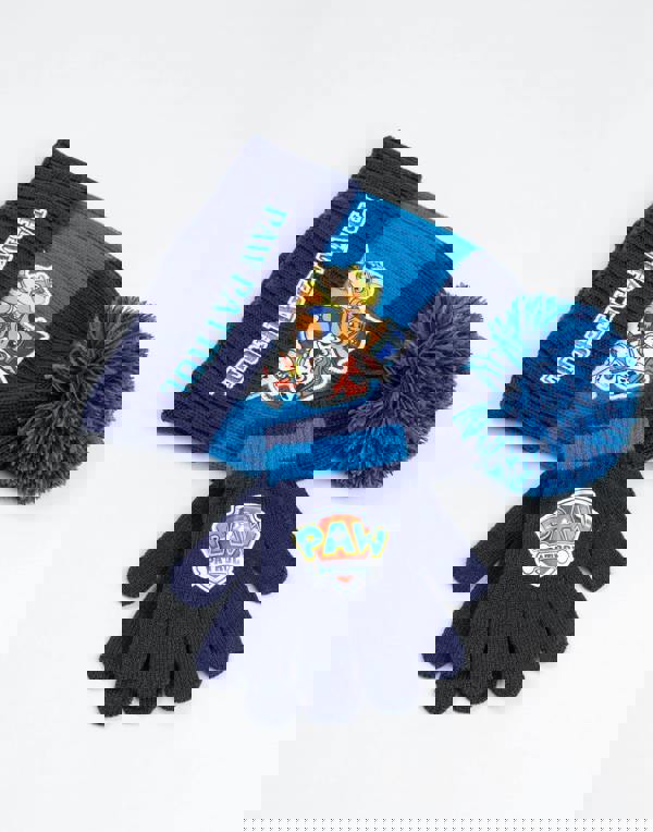 Paw Patrol Boys Blue Team Pose Beanie and Gloves Set (One Size)