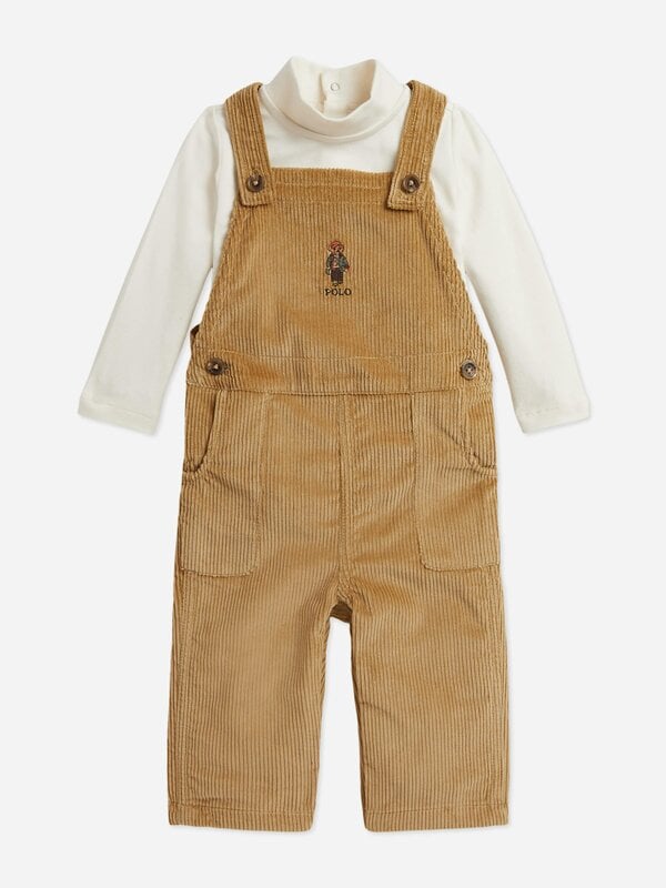 Ralph Lauren Kids Ralph Lauren Baby Boys Polo Bear Dungaree Set in Brown