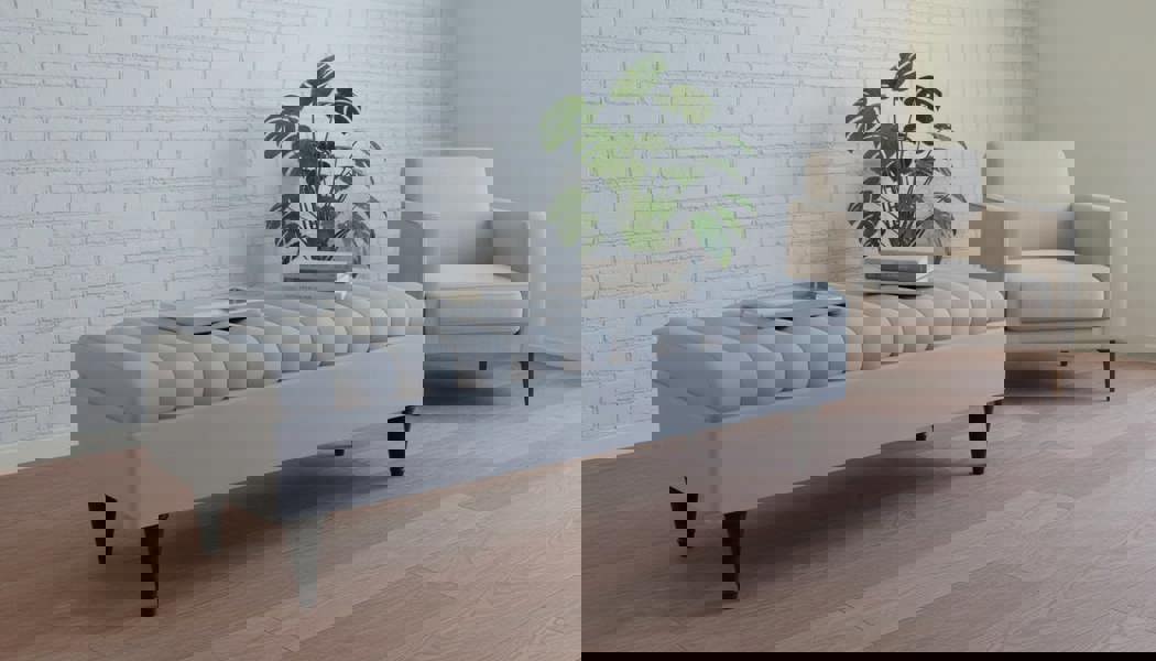 Modern Light Grey Storage Ottoman Coffee Table for UK Homes - ISTOOLS