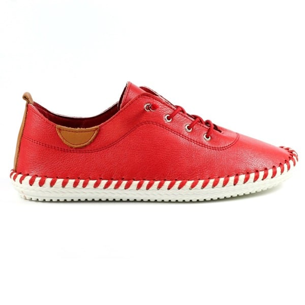 Lunar Women's St Ives Leather Plimsolls - Red