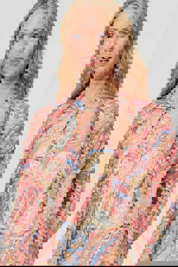 Pink | Abstract Long Sleeve Relaxed Blouse