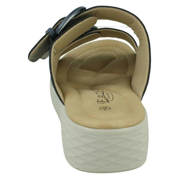 Eaze Ladies Eaze Low Wedge Mule Sandal with Twin Buckle Strap F12077