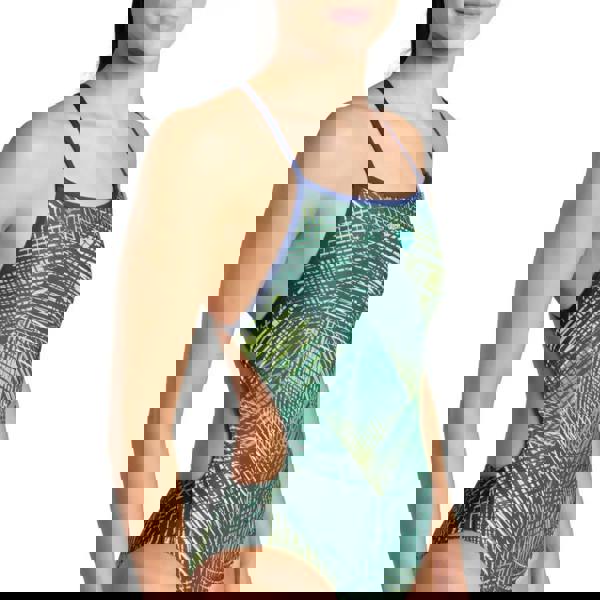 Arena Energy Booster navy green multi palm leaf one-piece swimsuit