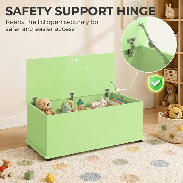 114L Large Storage Chest, Green Bench Trunk with Safety Hinge for Bedroom, Living Room & Entryway