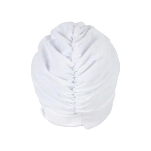 Fashy draped fabric swim cap: white plush microfiber hair wrap