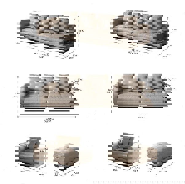 Abby Two Seater, Three Seater, Four Seater Sofa, With Storage Grey-Rit Concept-Rit Concept