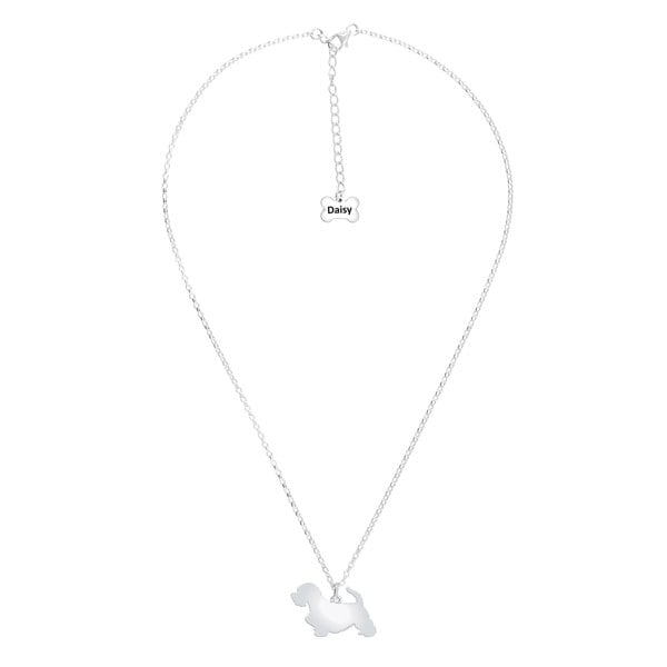 Sealyham Terrier Silhouette Silver Necklace - Personalised - MYLEE London