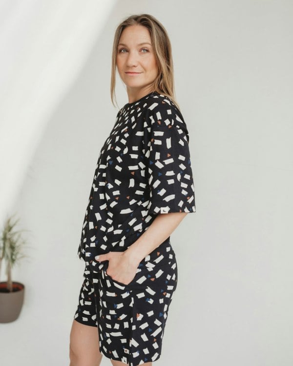 Audrey Black Confetti Print Shorts - image 1