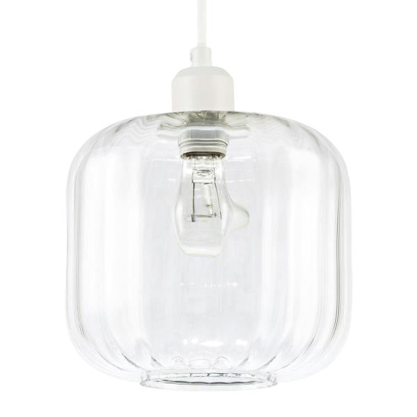 Contemporary Transparent Glass Wide Ribbed Square Pendant Light Shade Image 1