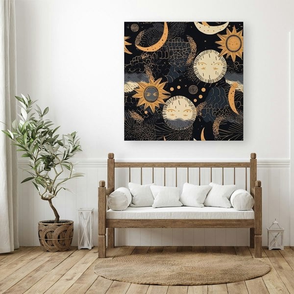 Warren Reed Gold Sun and Moon Canvas