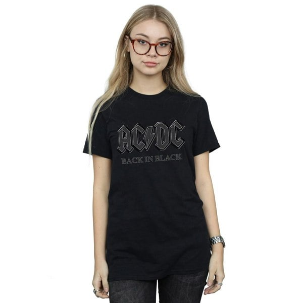 AC/DC Womens Back In Black Cotton Boyfriend T-Shirt - Black