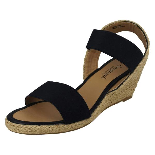 Savannah Ladies Savannah Elasticated Strap Wedge Heeled Sandals F2301