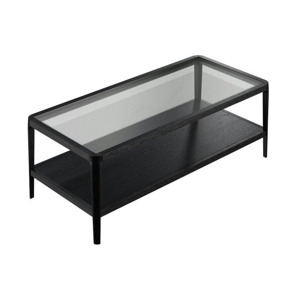 Wyld Haus Florianopolis Black Wood and Glass Top Coffee Table