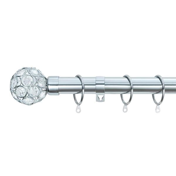 A.Unique Home Beaded Gem Metal Extendable Curtain Pole with Rings and Fittings, In a Variety of Colours and Sizes (25/28mm)