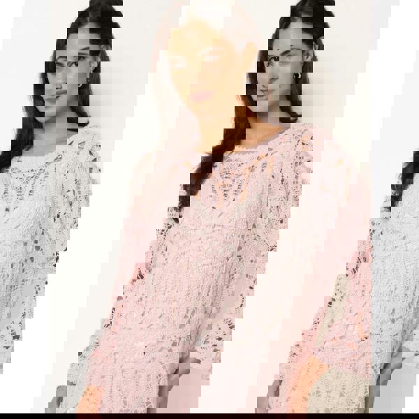 Blue Vanilla Flower Crochet Long Sleeve Top