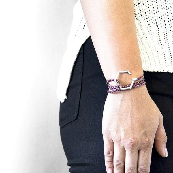 Anchor & Crew Storey Silver and Braided Leather Bracelet As Worn