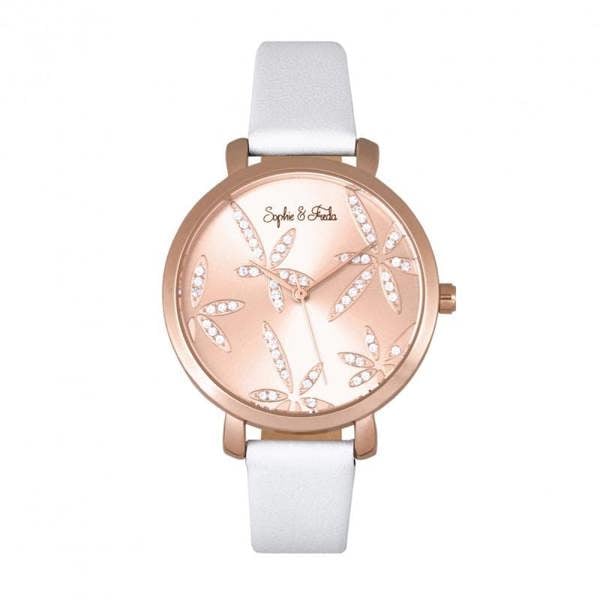 Sophie & Freda Key West Leather-Band Watch w/Swarovski Crystals