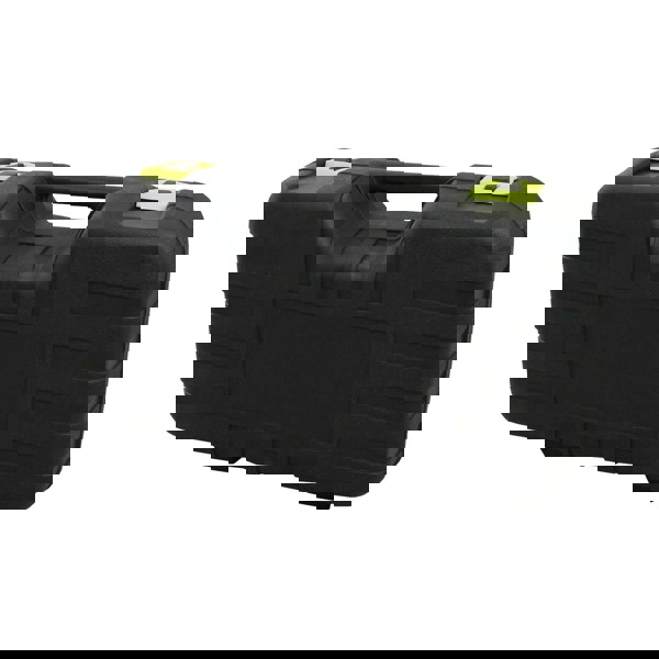 Durable black carrying case for T-Mech Mortice Jig, featuring a sturdy handle and bright yellow latches for secure transport