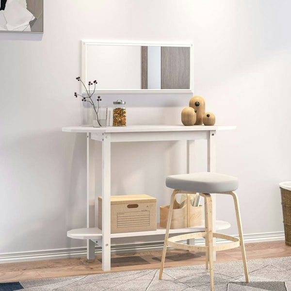 Berkfield Console Table White 110x40x80 cm Solid Wood Pine
