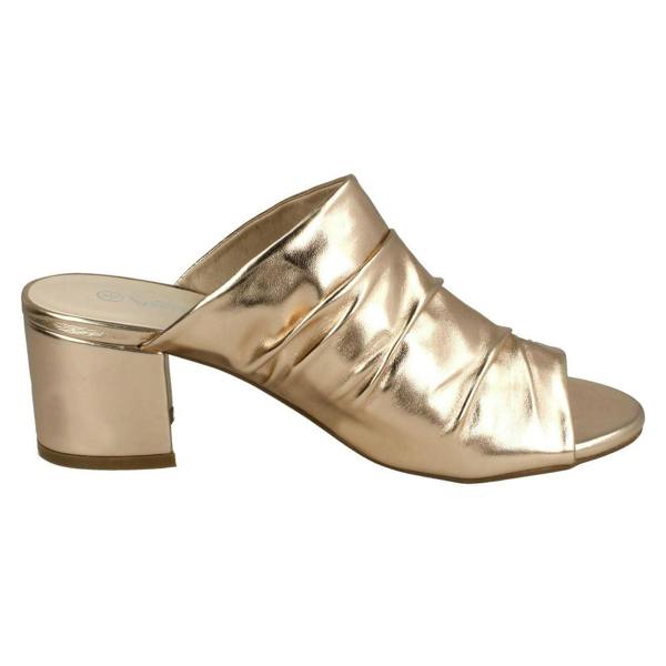 Anne Michelle Ladies Anne Michelle Mid Heel Rouched Vamp Mules