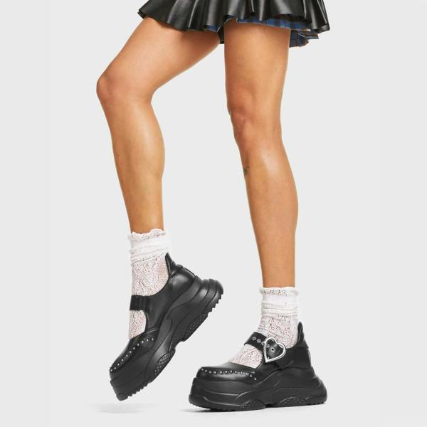 Lamoda Sunny Side Women Black PU Sneakers Casual Lightweight Comfortable