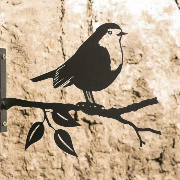 EDH Door Hardware Metal Robin Tree Silhouette – 18cm x 25cm | Decorative Metal Bird Wall Art & Garden Ornament | Hanging Décor for Outdoor