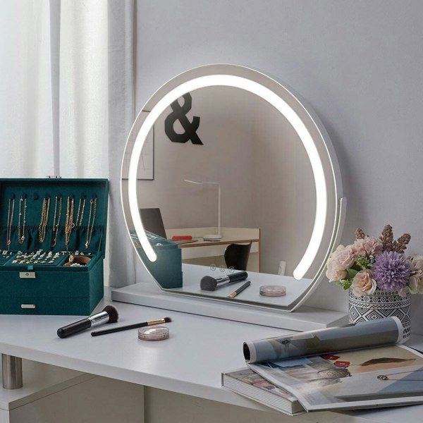 Round Hollywood Vanity LED Lighted Makeup Mirror Living and Home