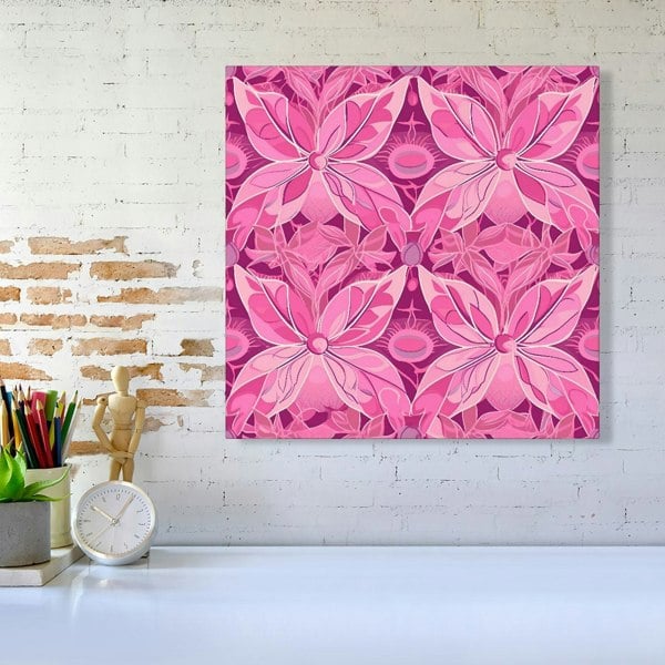 Warren Reed Pink Abstract Floral Design Canvas