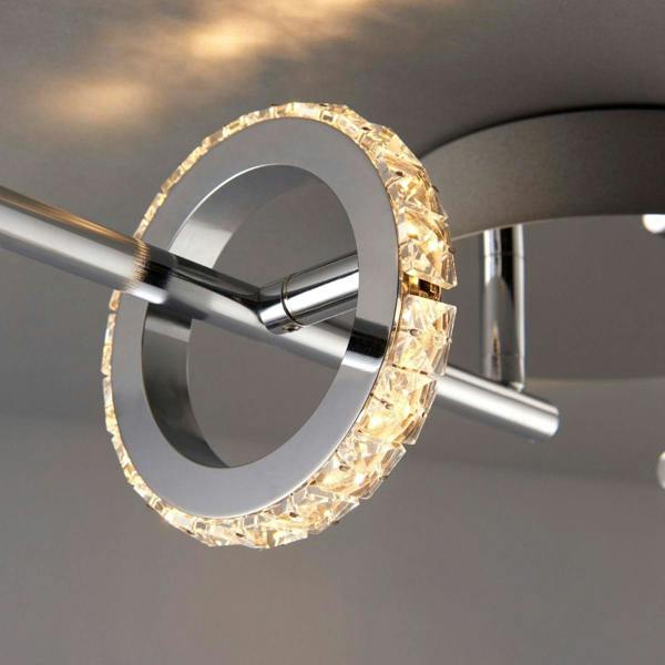 Pagazzi Lighting Alexa 4 Spot Polished Chrome & Crystal LED Ceiling Bar