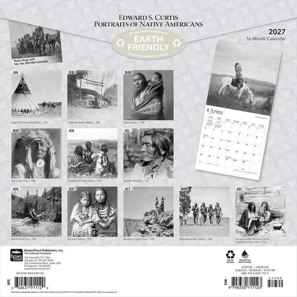 Edward S. Curtis, Portraits Of Native Americans Calendar 2027, Wall Calendars, Month To View, History & Literature, Gift