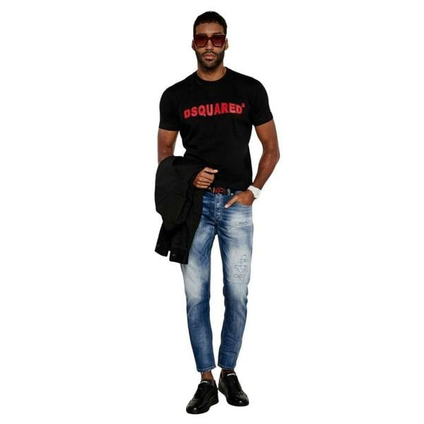DSquared2 Mens Logo Cool Fit T-Shirt - Black/Red - 