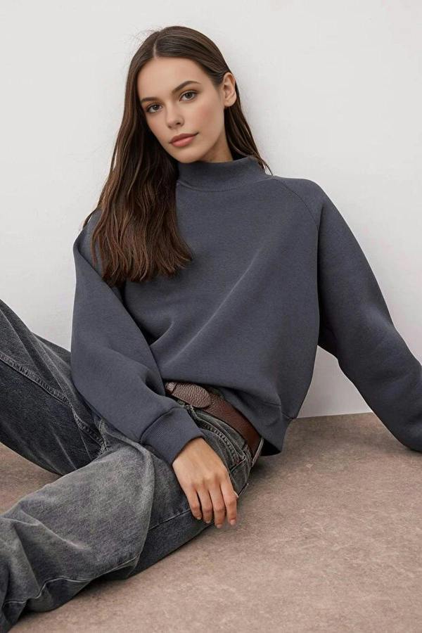 WOVCOR Thick Fleece Knit Sweatshirt with Raglan Sleeves