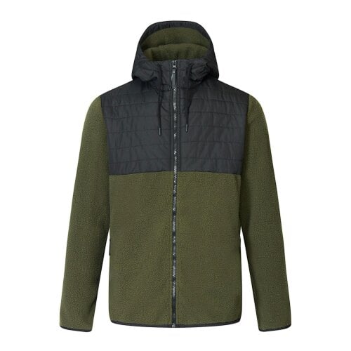Regatta Mens Frankie Two Tone Borg Fleece Hybrid Jacket - Dark Khaki/Black