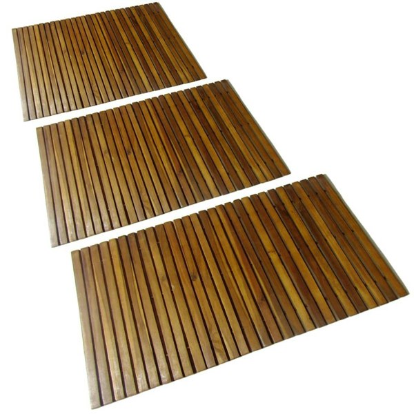 Berkfield 3 pcs Acacia Bath Mat 80 x 50 cm