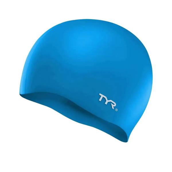 Tyr wrinkle free silicone swim cap with blue logo