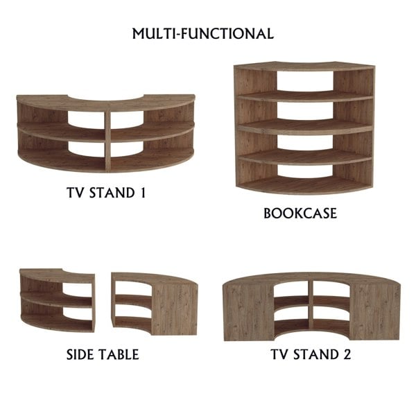 Destina Home Melitta Corner TV Stand with Shelving Unit