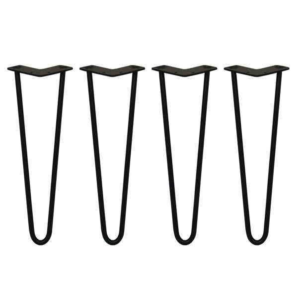 SkiSki 4 x 16" Hairpin Legs - 2 Prong - 12mm - Black