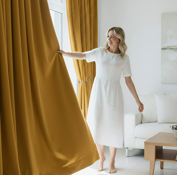 Anydrape 300cm Mustard High Quality Modern Velvet Blackout Curtains for Living Room Bedroom Dining Luxury Window Drape