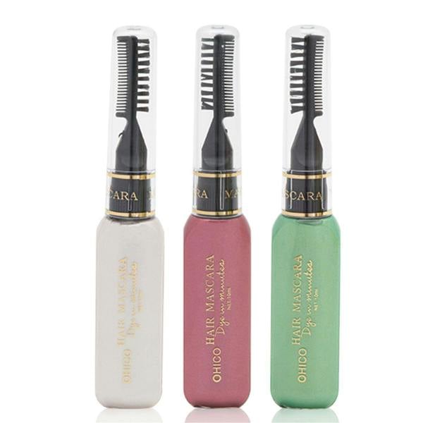 Aquarius Wash Out Hair Mascara Temporary Dye Cream Red White Green 3 Pack Colour