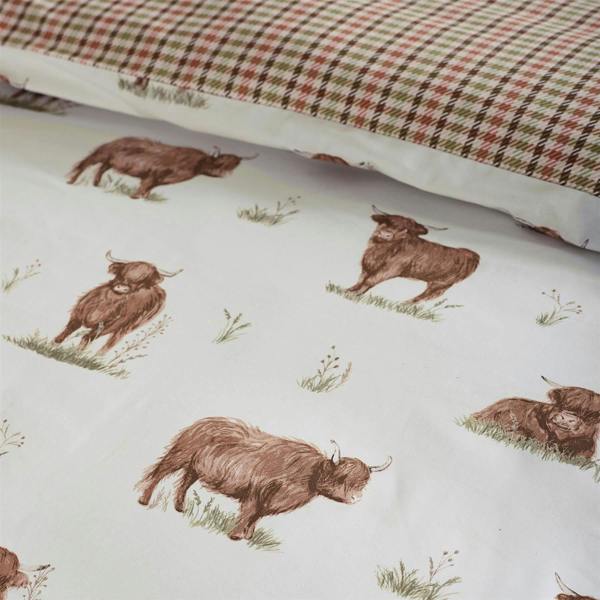 Angus Highland Cow Natural Duvet Cover Set
