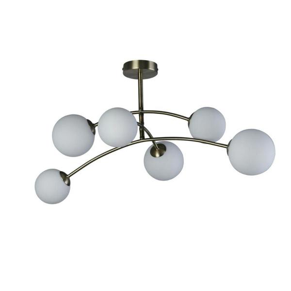Pagazzi Lighting Ellison 6 Light Antique Brass & Frosted Glass Semi-Flush Ceiling Light