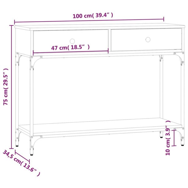Berkfield Console Table Grey Sonoma 100x34.5x75 cm Engineered Wood
